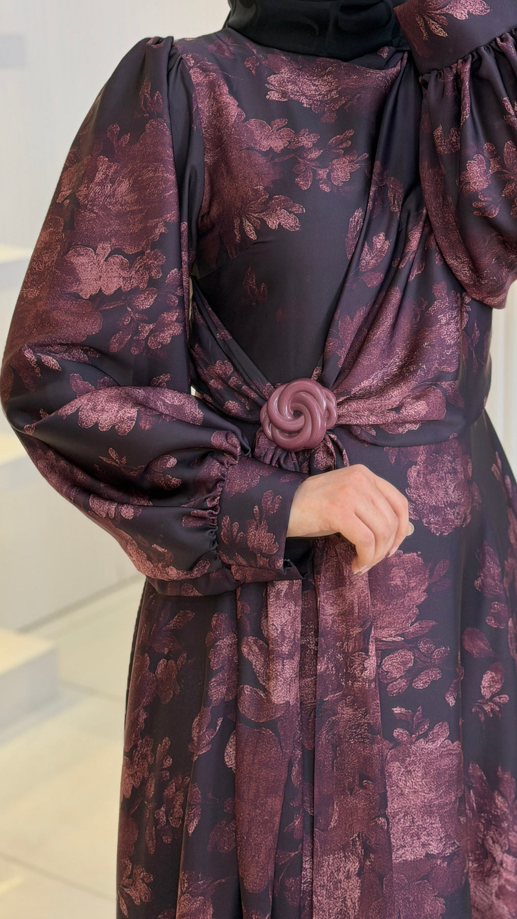 Rose Saten Elbise