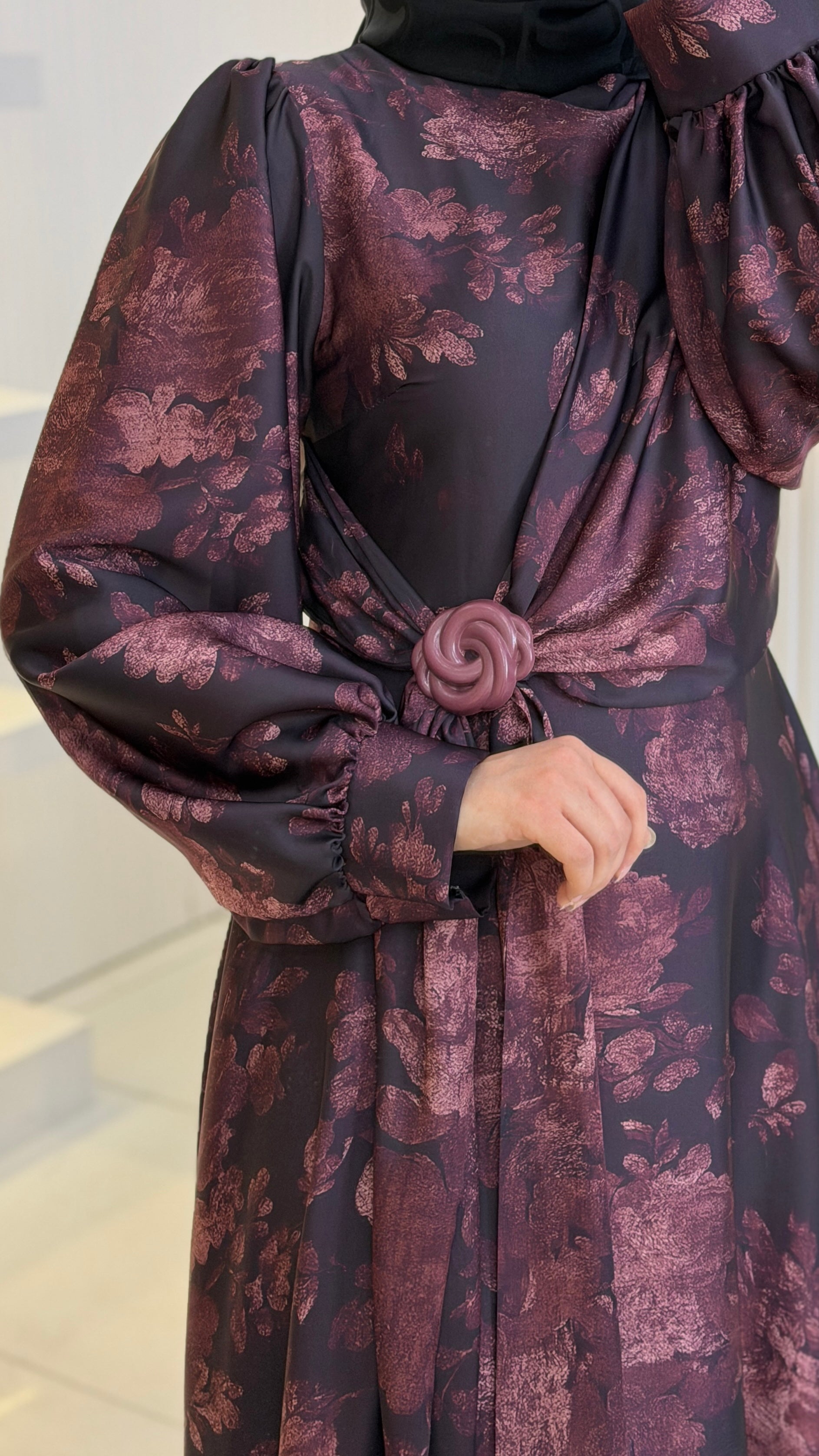 Rose Saten Elbise
