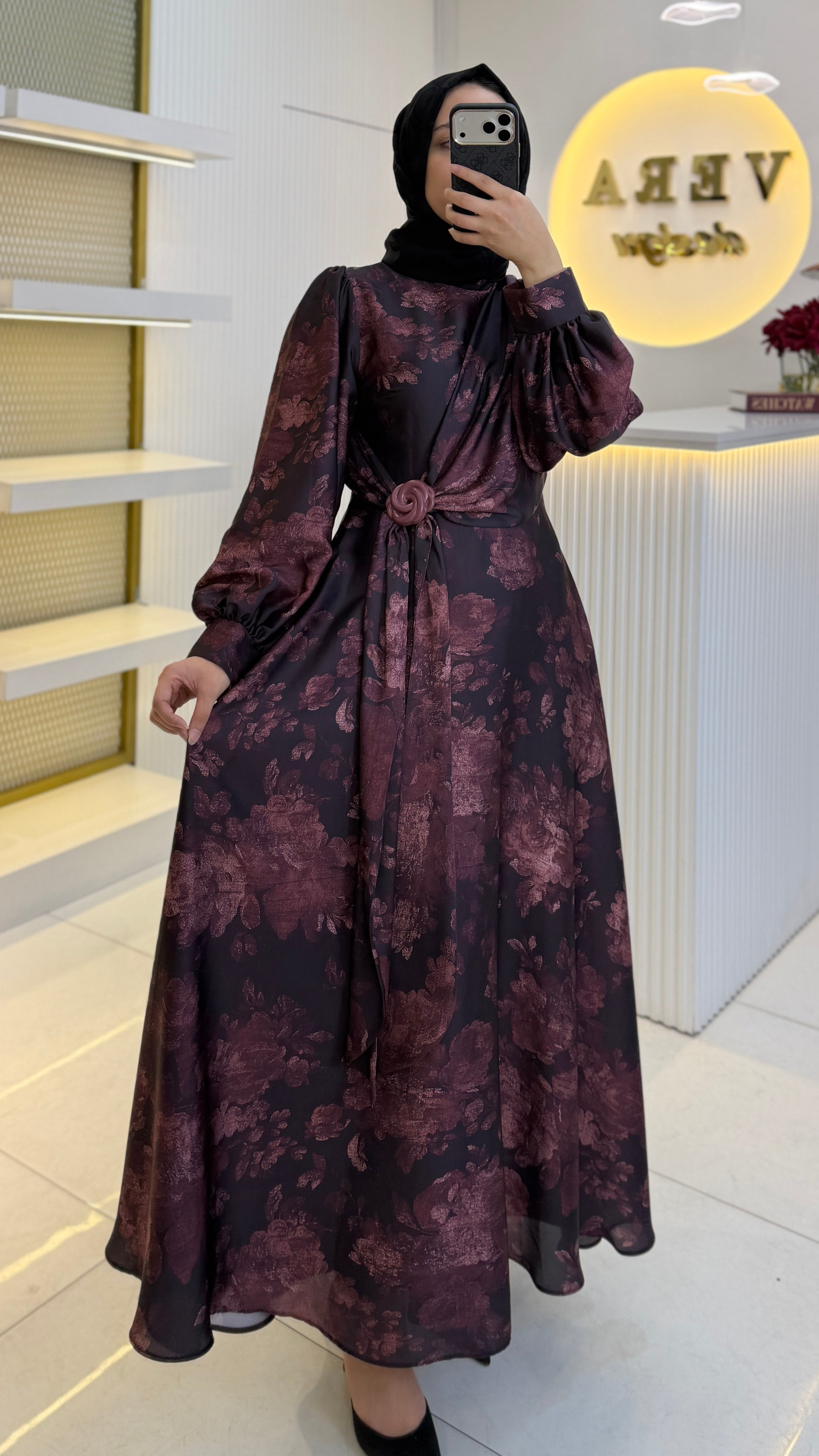 Rose Saten Elbise
