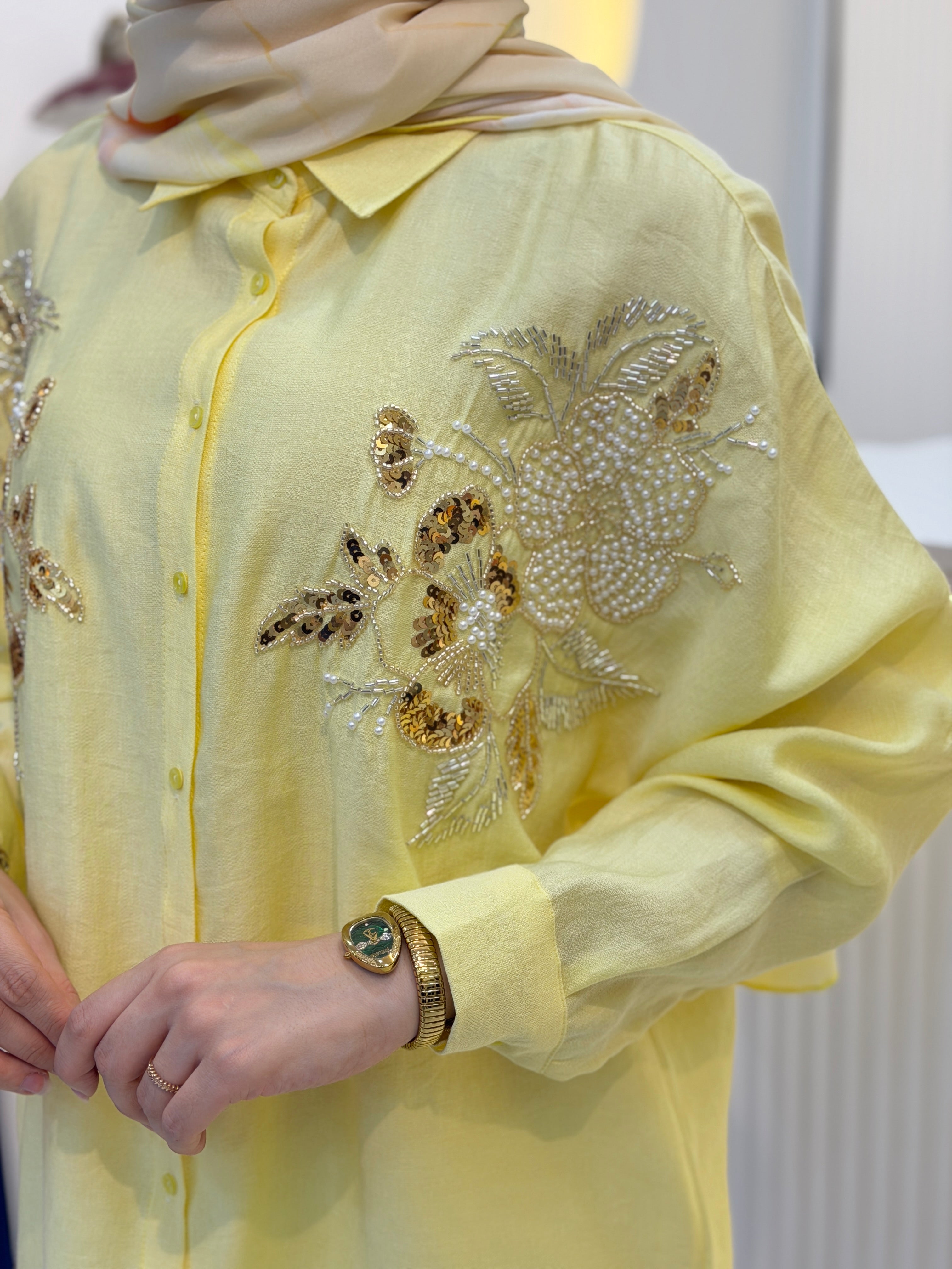 Çiçek Motif Oversize Gömlek