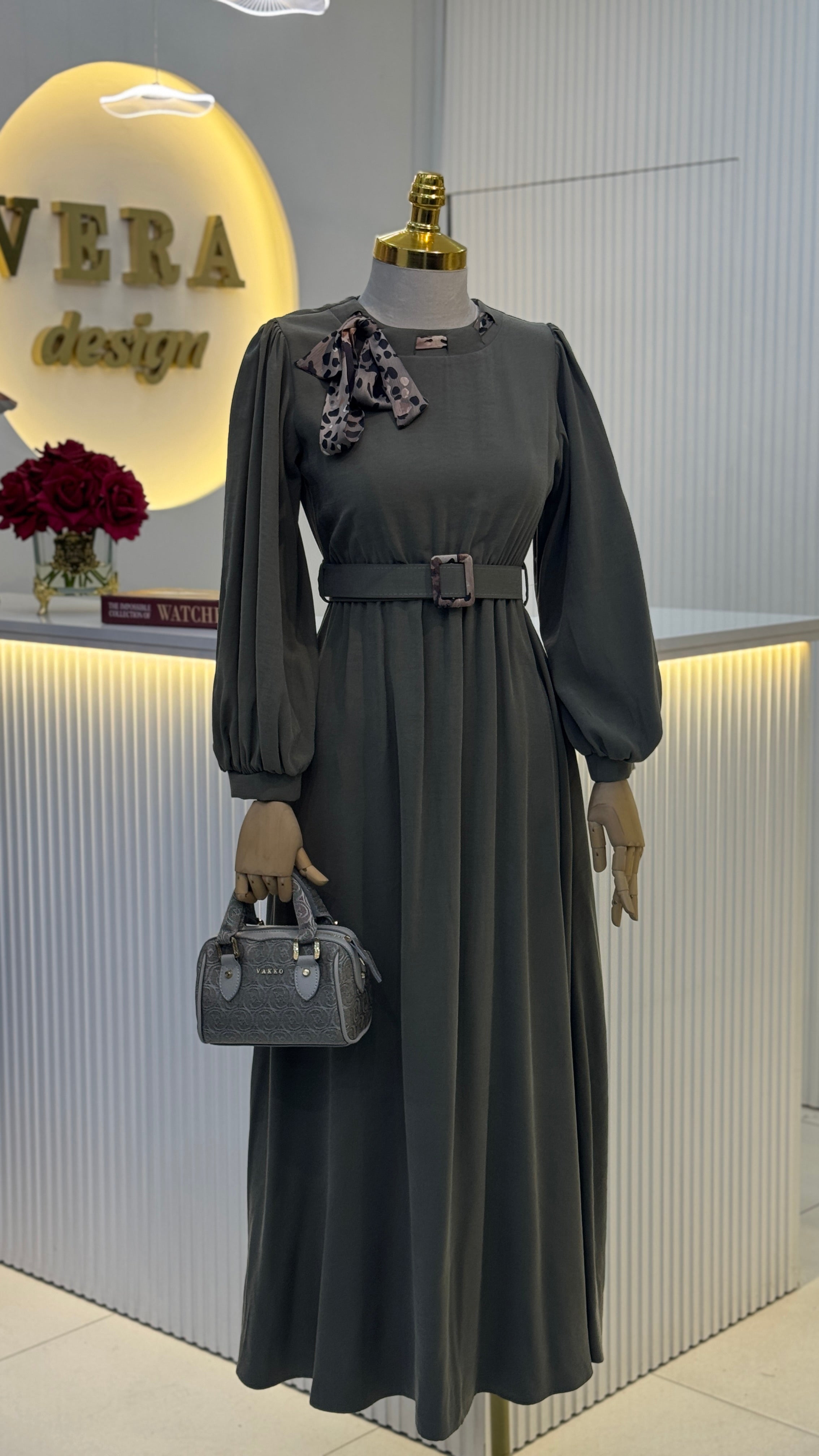 Fular Yaka Cupra Elbise