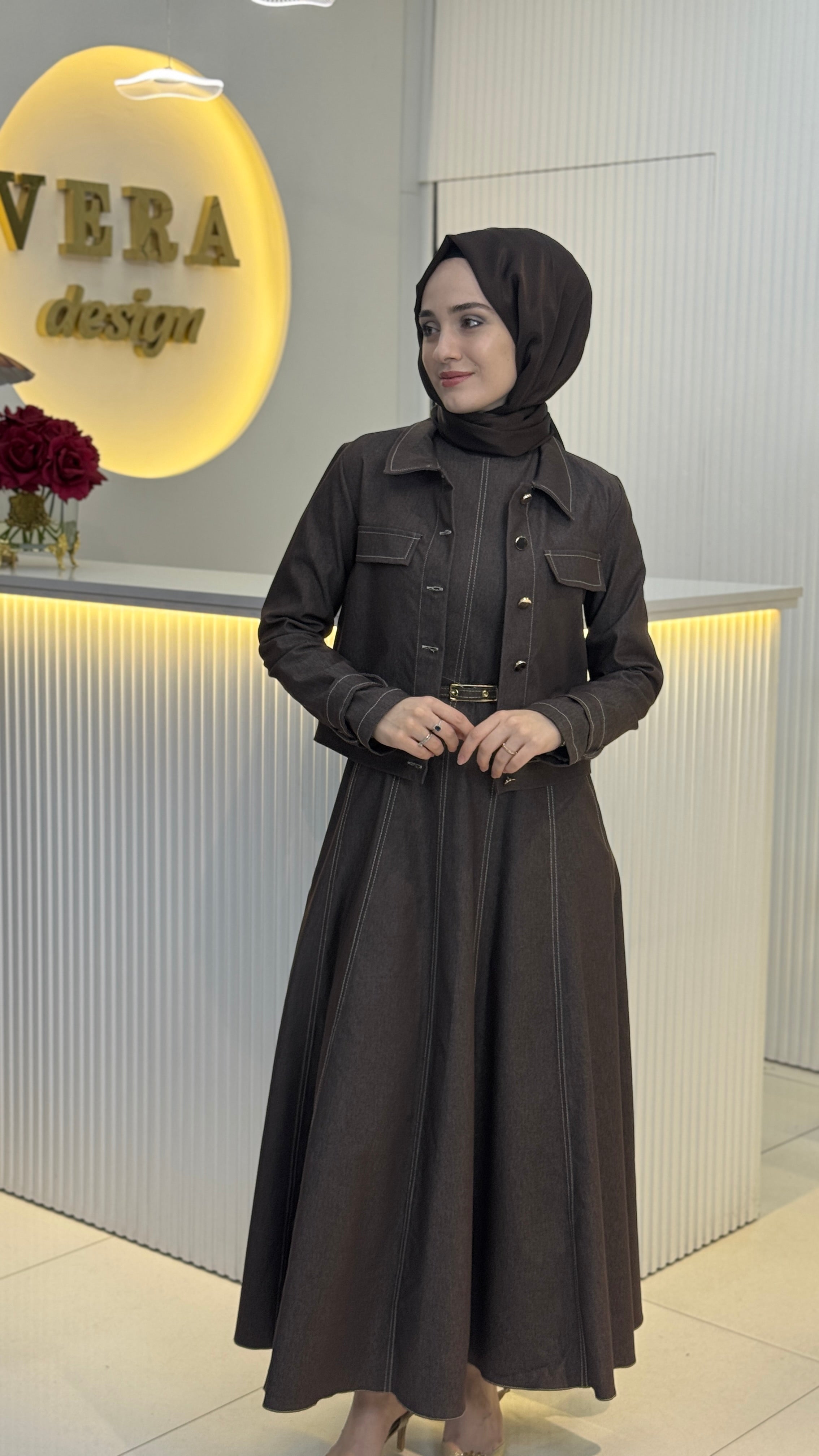 Denim Ceketli Elbise