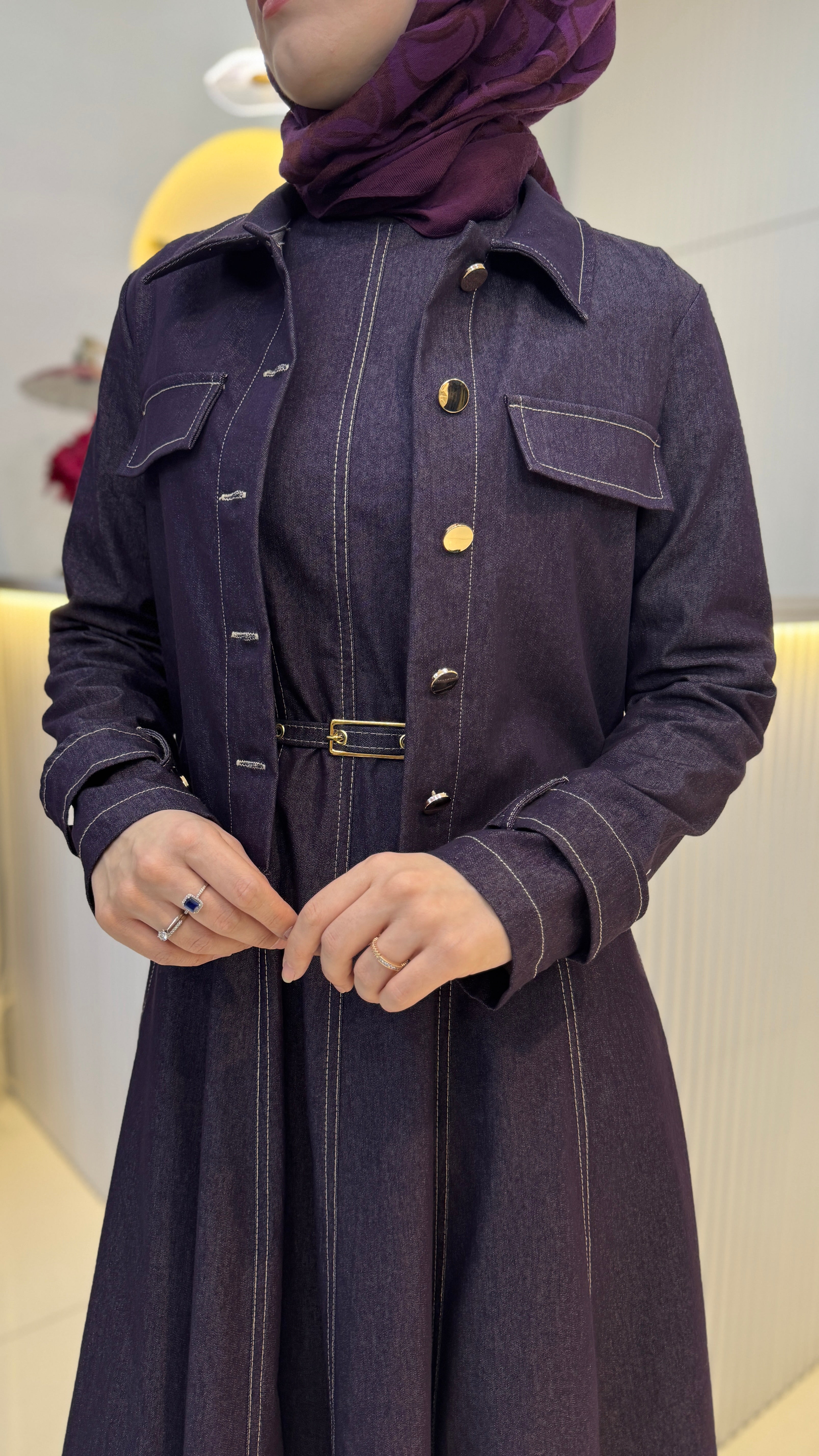 Denim Ceketli Elbise